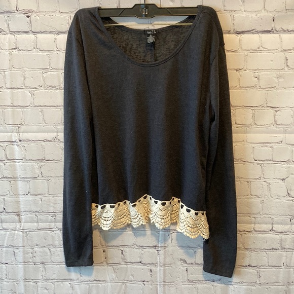 Rue21 XL dark blue sweater with Crochet - Picture 1 of 5